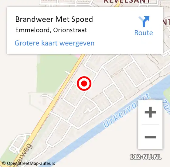 Locatie op kaart van de 112 melding: Brandweer Met Spoed Naar Emmeloord, Orionstraat op 13 september 2024 12:40