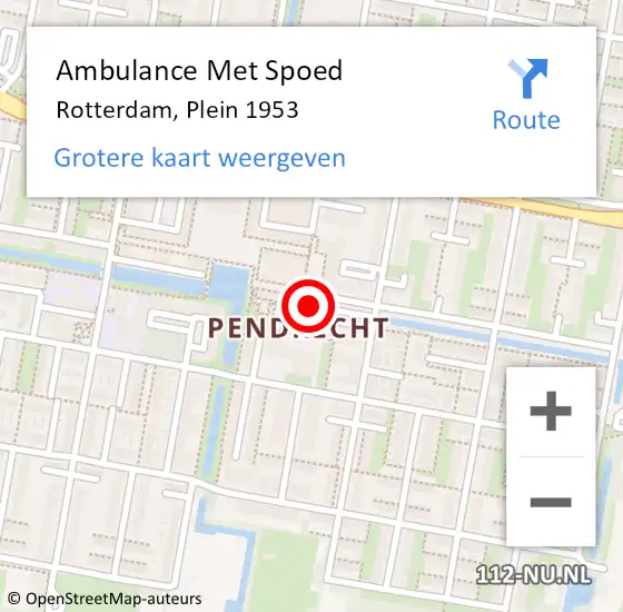 Locatie op kaart van de 112 melding: Ambulance Met Spoed Naar Rotterdam, Plein 1953 op 13 september 2024 12:47