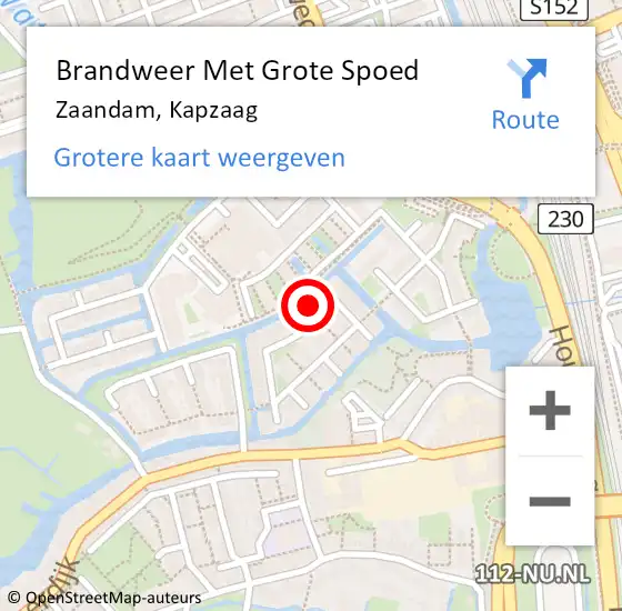 Locatie op kaart van de 112 melding: Brandweer Met Grote Spoed Naar Zaandam, Kapzaag op 13 september 2024 12:56