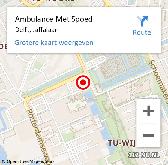 Locatie op kaart van de 112 melding: Ambulance Met Spoed Naar Delft, Jaffalaan op 13 september 2024 12:56