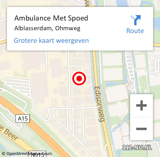 Locatie op kaart van de 112 melding: Ambulance Met Spoed Naar Alblasserdam, Ohmweg op 13 september 2024 13:04