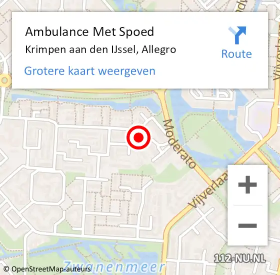 Locatie op kaart van de 112 melding: Ambulance Met Spoed Naar Krimpen aan den IJssel, Allegro op 13 september 2024 13:09