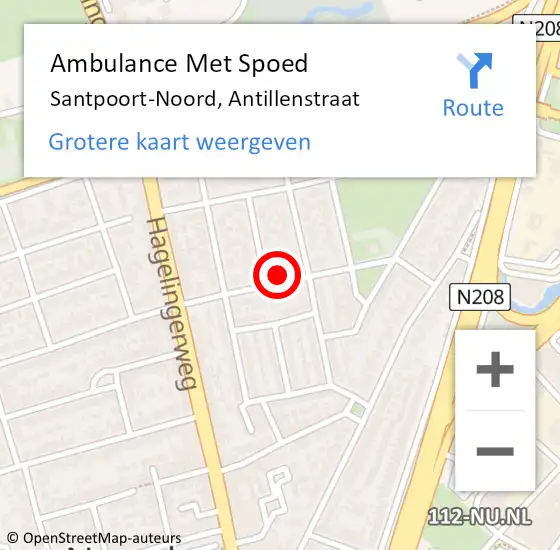 Locatie op kaart van de 112 melding: Ambulance Met Spoed Naar Santpoort-Noord, Antillenstraat op 13 september 2024 13:15