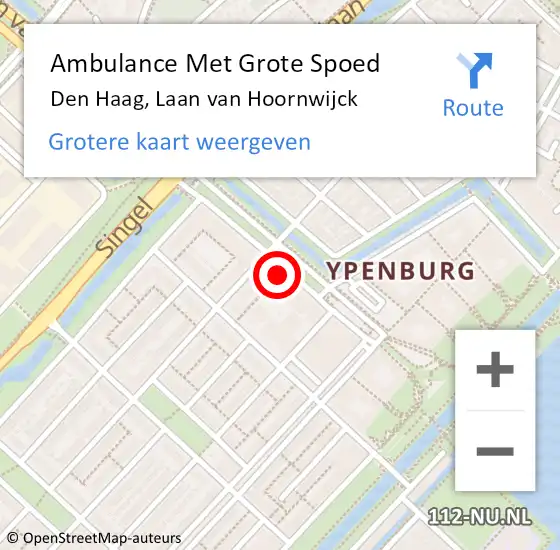 Locatie op kaart van de 112 melding: Ambulance Met Grote Spoed Naar Den Haag, Laan van Hoornwijck op 13 september 2024 13:20