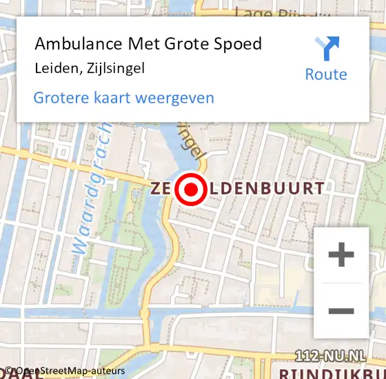 Locatie op kaart van de 112 melding: Ambulance Met Grote Spoed Naar Leiden, Zijlsingel op 13 september 2024 13:31