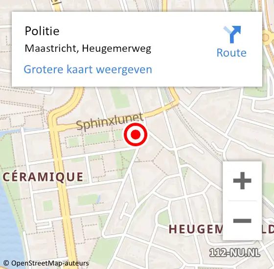 Locatie op kaart van de 112 melding: Politie Maastricht, Heugemerweg op 13 september 2024 13:55