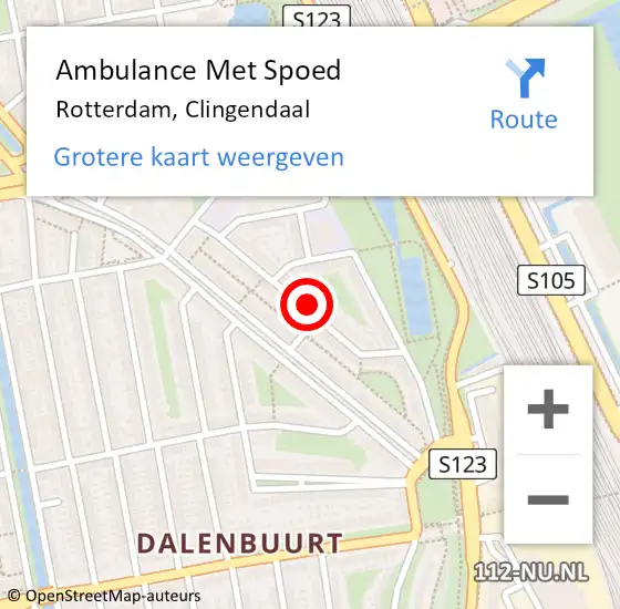 Locatie op kaart van de 112 melding: Ambulance Met Spoed Naar Rotterdam, Clingendaal op 13 september 2024 14:03