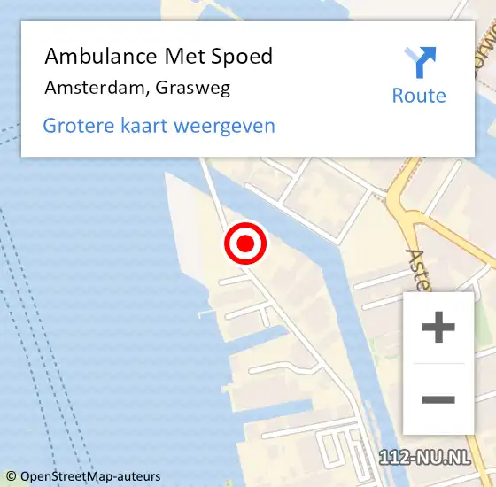 Locatie op kaart van de 112 melding: Ambulance Met Spoed Naar Amsterdam, Grasweg op 13 september 2024 14:05