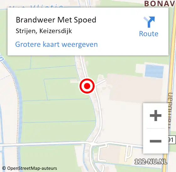 Locatie op kaart van de 112 melding: Brandweer Met Spoed Naar Strijen, Keizersdijk op 13 september 2024 14:06