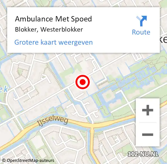 Locatie op kaart van de 112 melding: Ambulance Met Spoed Naar Blokker, Westerblokker op 13 september 2024 14:14