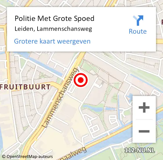 Locatie op kaart van de 112 melding: Politie Met Grote Spoed Naar Leiden, Lammenschansweg op 13 september 2024 14:20