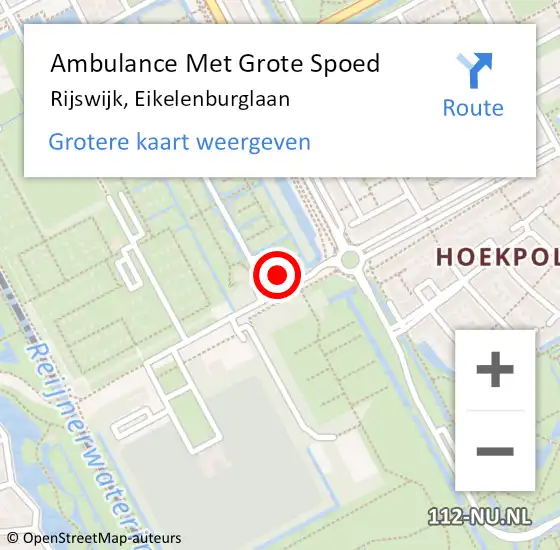 Locatie op kaart van de 112 melding: Ambulance Met Grote Spoed Naar Rijswijk, Eikelenburglaan op 13 september 2024 14:23