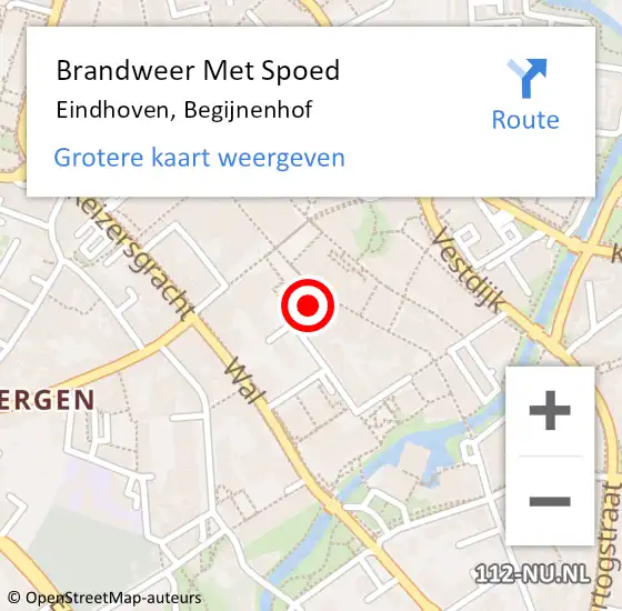 Locatie op kaart van de 112 melding: Brandweer Met Spoed Naar Eindhoven, Begijnenhof op 13 september 2024 14:33