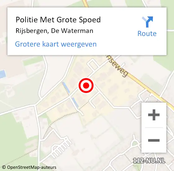 Locatie op kaart van de 112 melding: Politie Met Grote Spoed Naar Rijsbergen, De Waterman op 13 september 2024 14:41