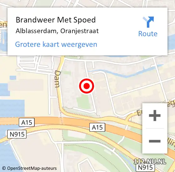 Locatie op kaart van de 112 melding: Brandweer Met Spoed Naar Alblasserdam, Oranjestraat op 13 september 2024 14:45