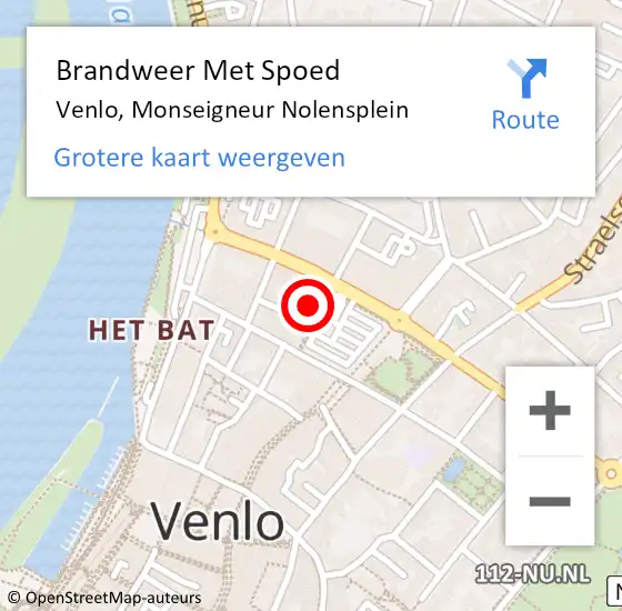 Locatie op kaart van de 112 melding: Brandweer Met Spoed Naar Venlo, Monseigneur Nolensplein op 13 september 2024 14:46