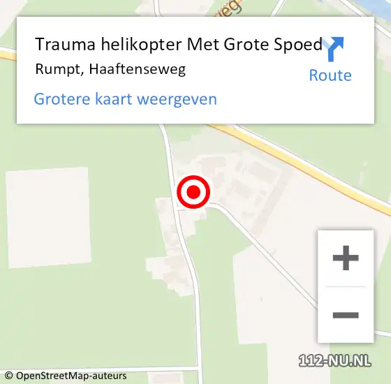 Locatie op kaart van de 112 melding: Trauma helikopter Met Grote Spoed Naar Rumpt, Haaftenseweg op 13 september 2024 14:57