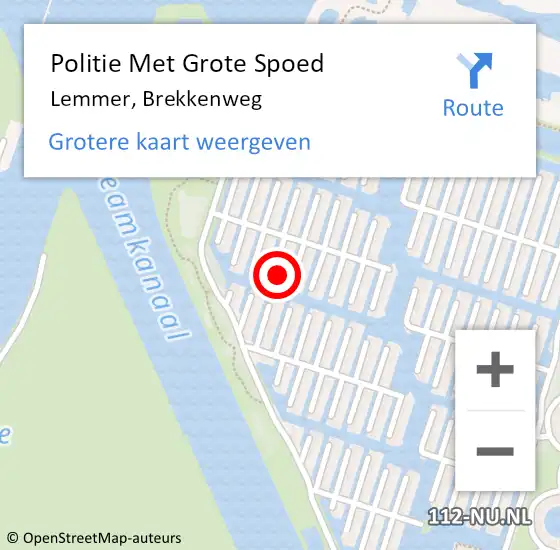 Locatie op kaart van de 112 melding: Politie Met Grote Spoed Naar Lemmer, Brekkenweg op 13 september 2024 15:05