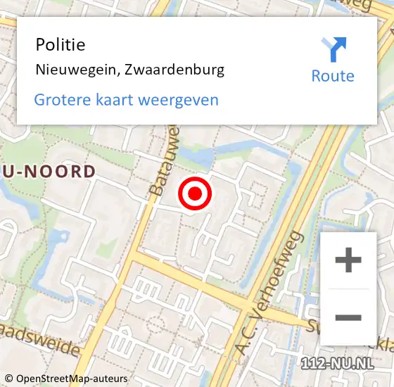 Locatie op kaart van de 112 melding: Politie Nieuwegein, Zwaardenburg op 13 september 2024 15:16