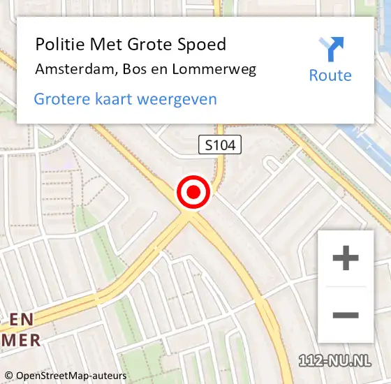 Locatie op kaart van de 112 melding: Politie Met Grote Spoed Naar Amsterdam, Bos en Lommerweg op 13 september 2024 15:22