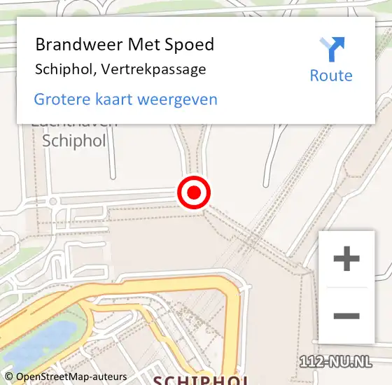 Locatie op kaart van de 112 melding: Brandweer Met Spoed Naar Schiphol, Vertrekpassage op 13 september 2024 15:28