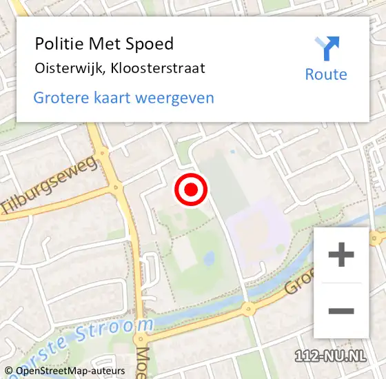 Locatie op kaart van de 112 melding: Politie Met Spoed Naar Oisterwijk, Kloosterstraat op 13 september 2024 15:31