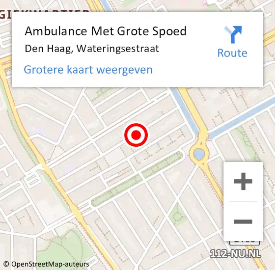 Locatie op kaart van de 112 melding: Ambulance Met Grote Spoed Naar Den Haag, Wateringsestraat op 13 september 2024 15:35