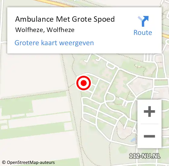 Locatie op kaart van de 112 melding: Ambulance Met Grote Spoed Naar Wolfheze, Wolfheze op 13 september 2024 15:43