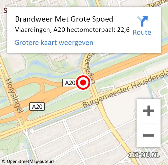 Locatie op kaart van de 112 melding: Brandweer Met Grote Spoed Naar Vlaardingen, A20 hectometerpaal: 22,6 op 13 september 2024 15:48