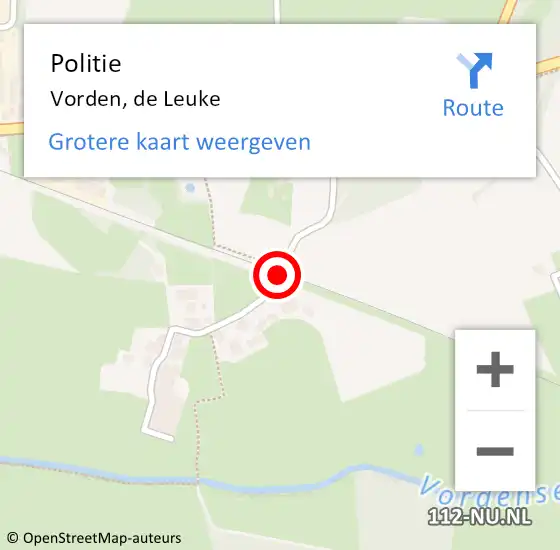 Locatie op kaart van de 112 melding: Politie Vorden, de Leuke op 13 september 2024 15:53