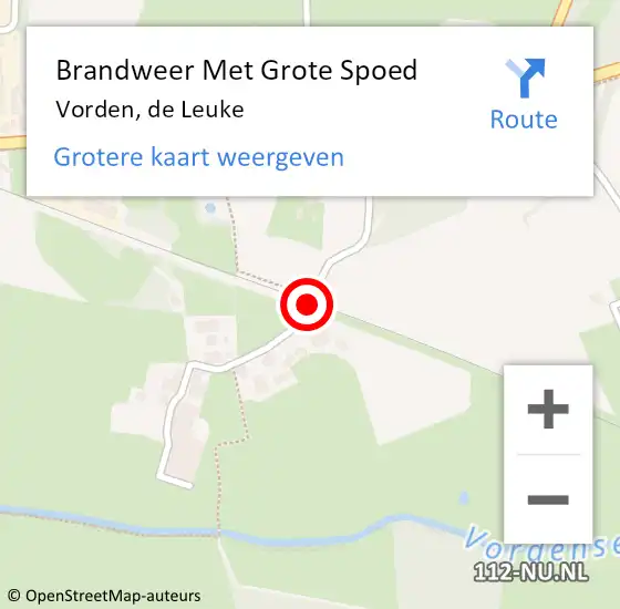 Locatie op kaart van de 112 melding: Brandweer Met Grote Spoed Naar Vorden, de Leuke op 13 september 2024 15:53