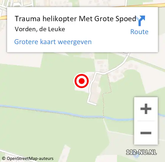 Locatie op kaart van de 112 melding: Trauma helikopter Met Grote Spoed Naar Vorden, de Leuke op 13 september 2024 15:57