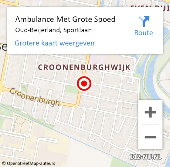 Locatie op kaart van de 112 melding: Ambulance Met Grote Spoed Naar Oud-Beijerland, Sportlaan op 13 september 2024 16:04