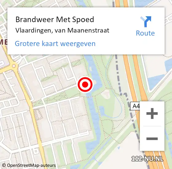 Locatie op kaart van de 112 melding: Brandweer Met Spoed Naar Vlaardingen, van Maanenstraat op 13 september 2024 16:14