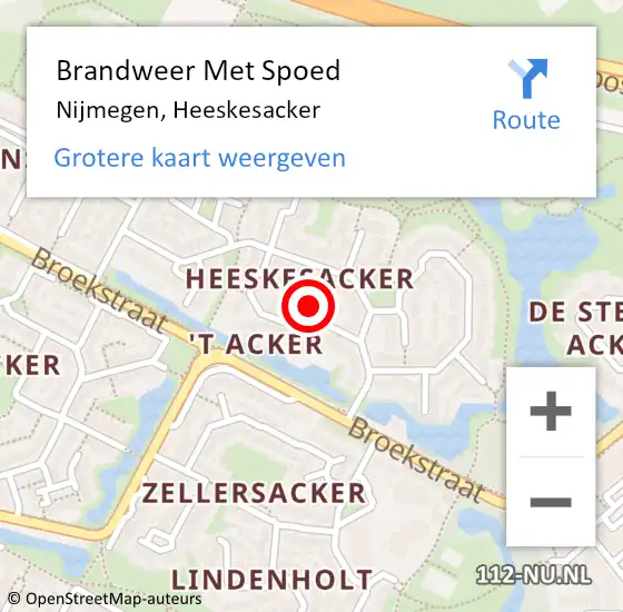 Locatie op kaart van de 112 melding: Brandweer Met Spoed Naar Nijmegen, Heeskesacker op 13 september 2024 16:16