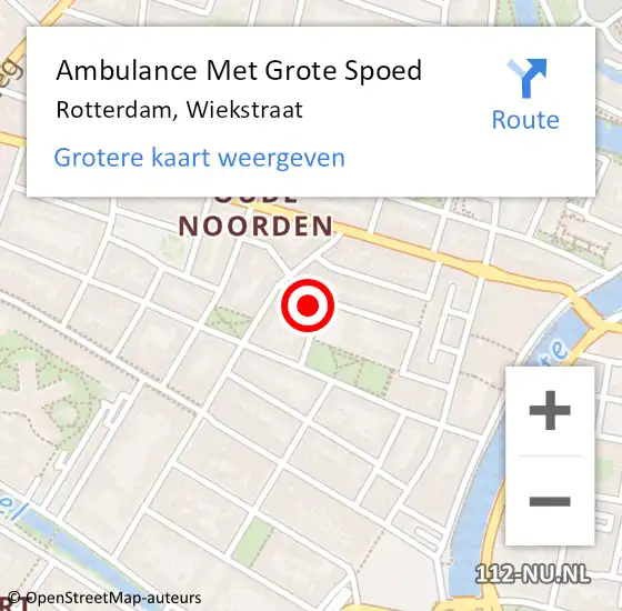 Locatie op kaart van de 112 melding: Ambulance Met Grote Spoed Naar Rotterdam, Wiekstraat op 13 september 2024 16:18