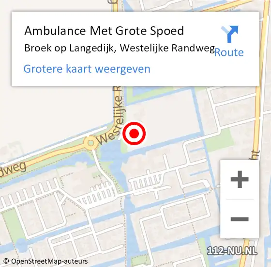 Locatie op kaart van de 112 melding: Ambulance Met Grote Spoed Naar Broek op Langedijk, Westelijke Randweg op 13 september 2024 16:18