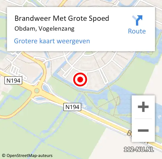 Locatie op kaart van de 112 melding: Brandweer Met Grote Spoed Naar Obdam, Vogelenzang op 13 september 2024 16:25