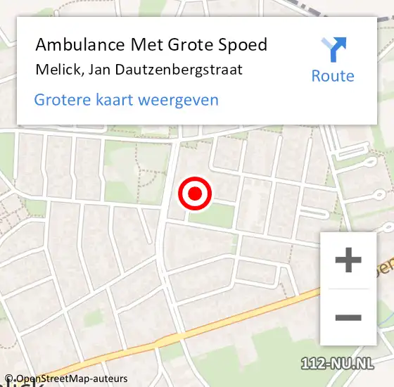 Locatie op kaart van de 112 melding: Ambulance Met Grote Spoed Naar Melick, Jan Dautzenbergstraat op 13 september 2024 16:36