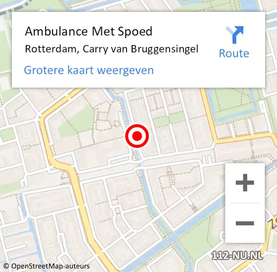 Locatie op kaart van de 112 melding: Ambulance Met Spoed Naar Rotterdam, Carry van Bruggensingel op 13 september 2024 16:36