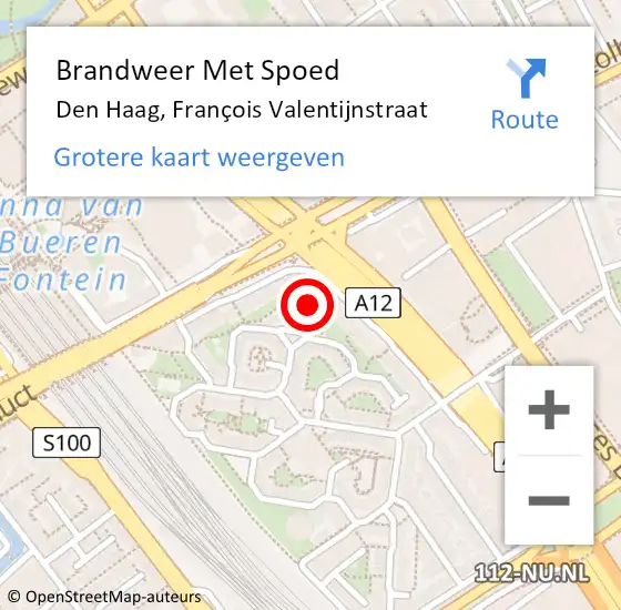 Locatie op kaart van de 112 melding: Brandweer Met Spoed Naar Den Haag, François Valentijnstraat op 13 september 2024 16:43