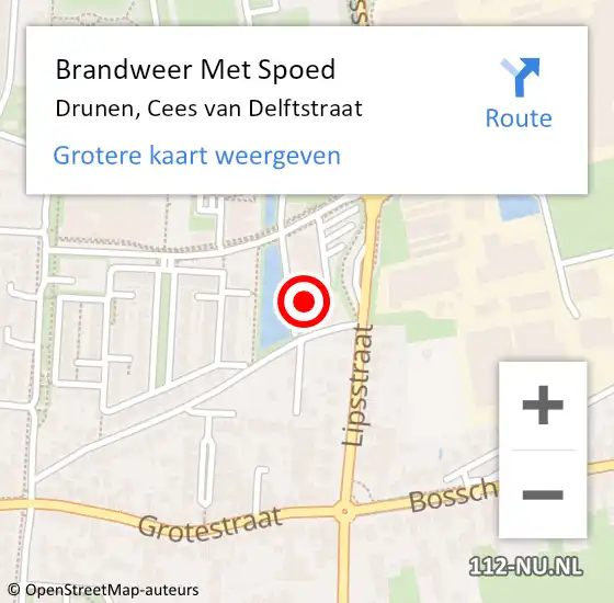 Locatie op kaart van de 112 melding: Brandweer Met Spoed Naar Drunen, Cees van Delftstraat op 13 september 2024 16:58