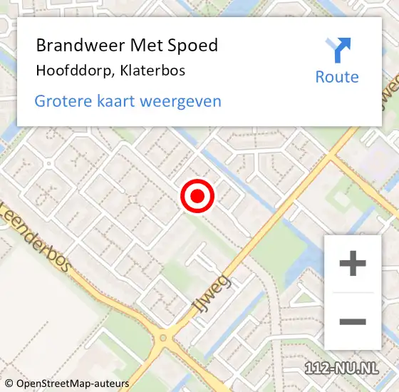 Locatie op kaart van de 112 melding: Brandweer Met Spoed Naar Hoofddorp, Klaterbos op 13 september 2024 16:59