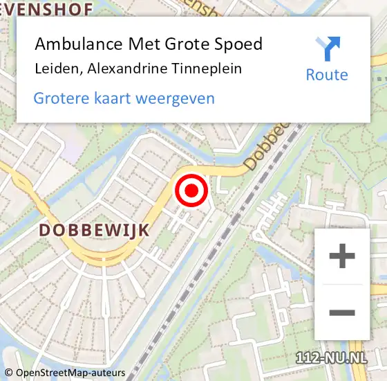 Locatie op kaart van de 112 melding: Ambulance Met Grote Spoed Naar Leiden, Alexandrine Tinneplein op 13 september 2024 17:03