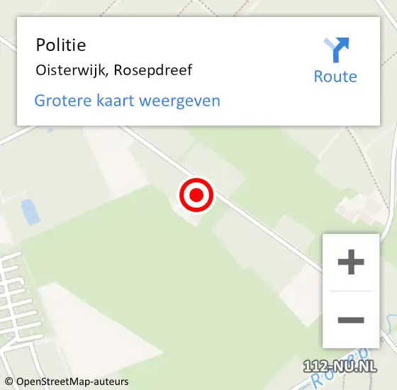 Locatie op kaart van de 112 melding: Politie Oisterwijk, Rosepdreef op 13 september 2024 17:11