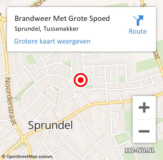 Locatie op kaart van de 112 melding: Brandweer Met Grote Spoed Naar Sprundel, Tussenakker op 13 september 2024 17:12