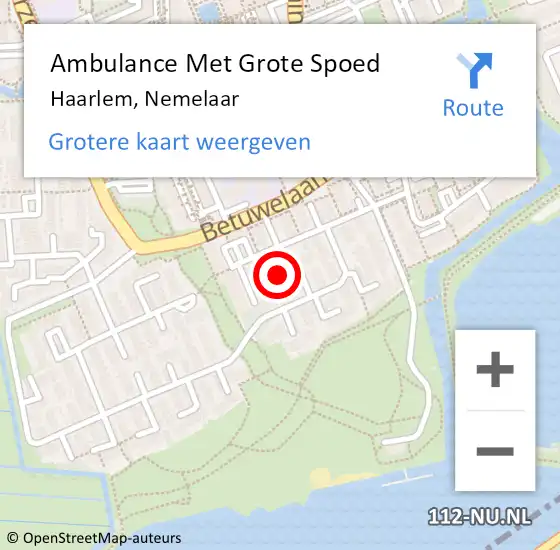 Locatie op kaart van de 112 melding: Ambulance Met Grote Spoed Naar Haarlem, Nemelaar op 13 september 2024 17:15