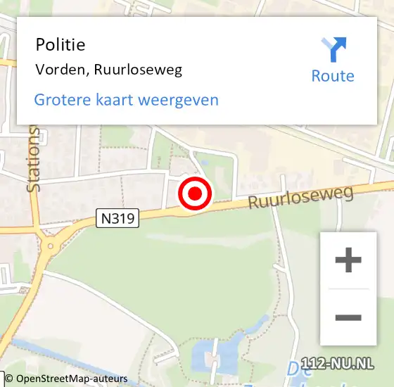 Locatie op kaart van de 112 melding: Politie Vorden, Ruurloseweg op 13 september 2024 17:28