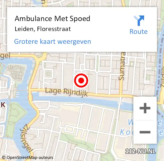 Locatie op kaart van de 112 melding: Ambulance Met Spoed Naar Oegstgeest, Floresstraat op 13 september 2024 17:53