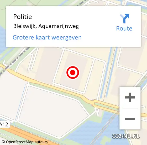 Locatie op kaart van de 112 melding: Politie Bleiswijk, Aquamarijnweg op 13 september 2024 17:55